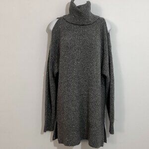 Bare Shoulder Sweater Gray / Silver Metallic Thread SZ M   I N C   Concepts. Y2K